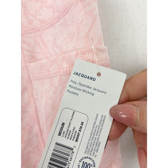 NEW Jockey Pink Cheetah Leopard Jacquard Print Pocket Leggings 7/8 length Medium - Picture 6 of 6